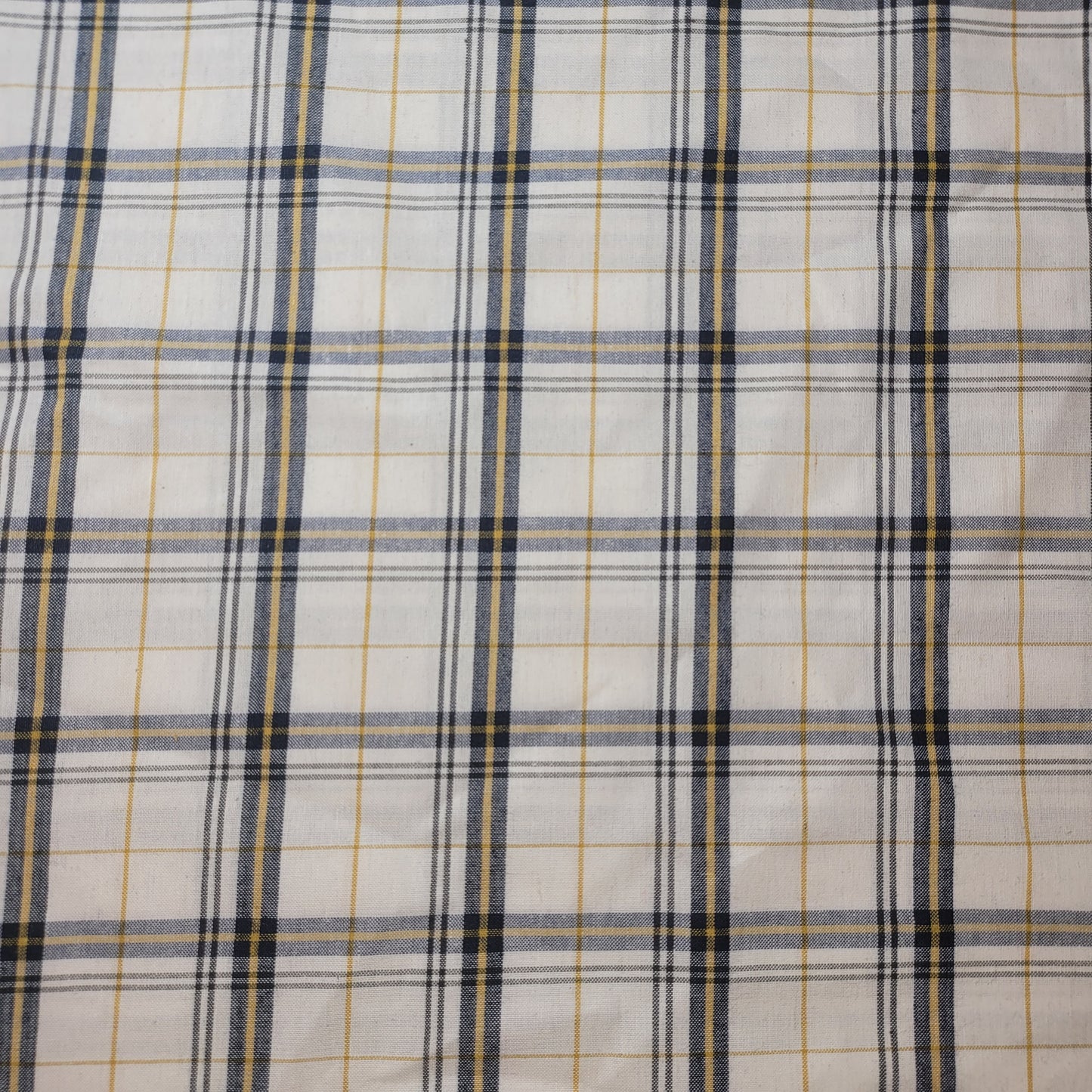 Ivory Mustard 100% Cotton Tartan Check Plaid / Stripe Dress Fabric Craft Quilting Material 58" By The Meter