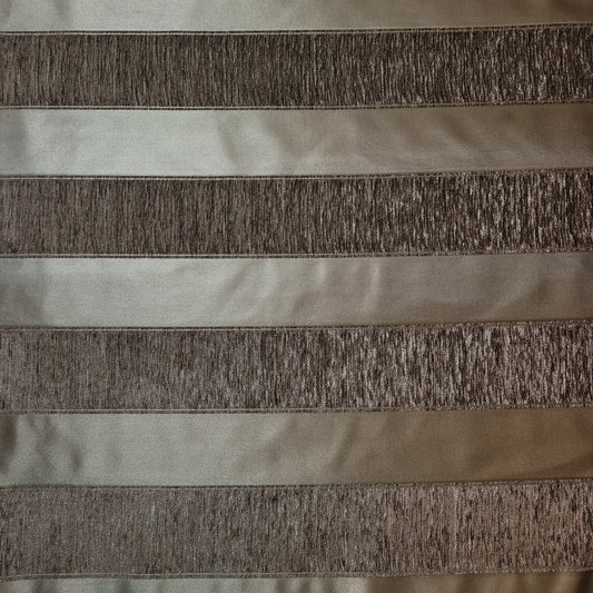 Khaki Stripe Chenille Velvet Fabric Curtain Soft Furnishing Material 58" By The Meter