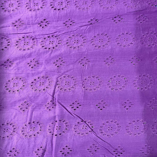 Lavender Cotton Broderie Anglaise Eyelet Fabric Dress Craft Costume Material 44" By The Meter