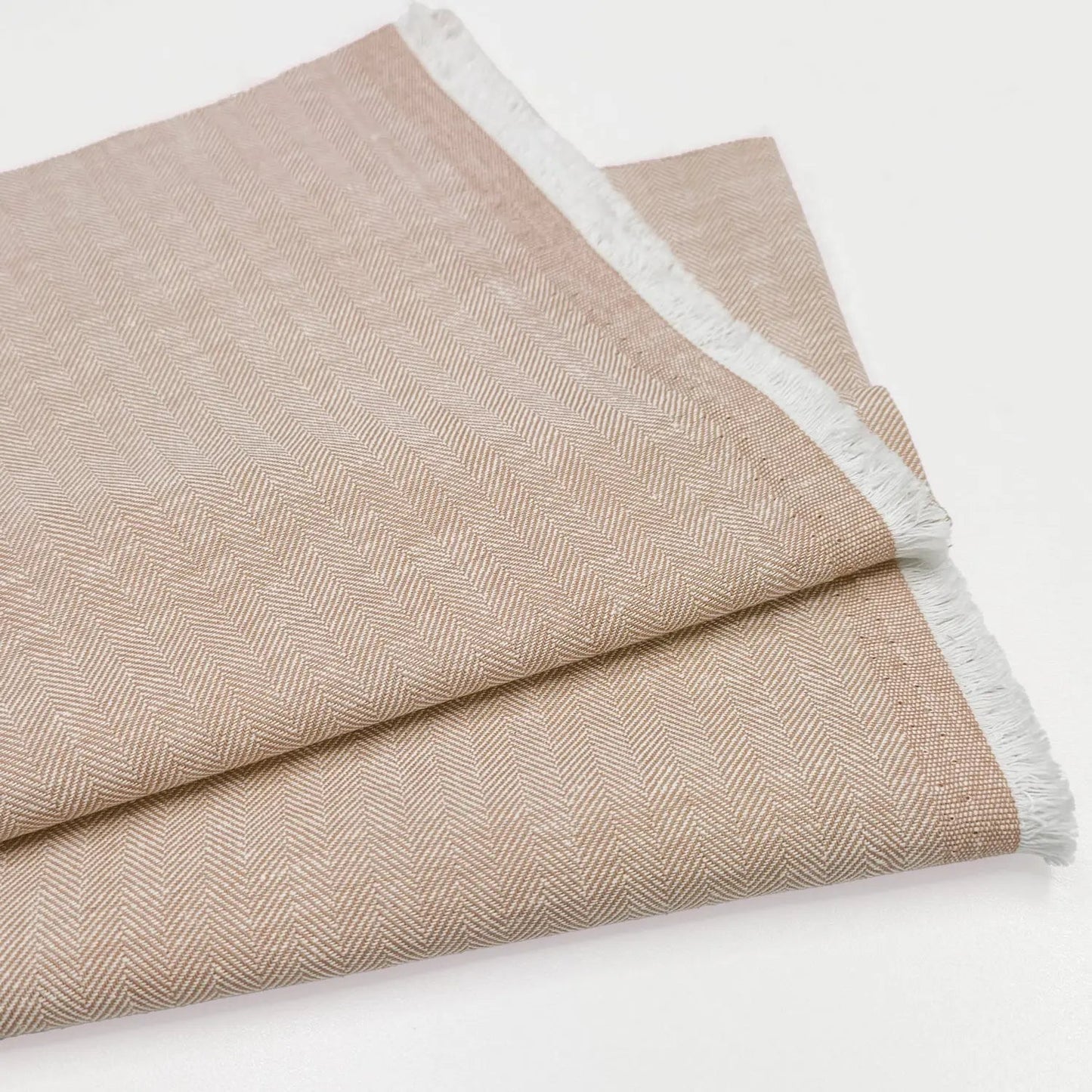 Linen Cotton Herringbone Fabric | 30% Linen 70% Cotton 185gsm 58" (147cm) Wide Dressmaking & Furnishing Fabric â€“ Sold by the Meter