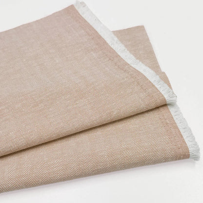 Linen Cotton Herringbone Fabric | 30% Linen 70% Cotton 185gsm 58" (147cm) Wide Dressmaking & Furnishing Fabric – Sold by the Meter