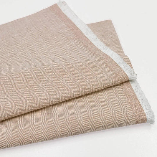 Linen Cotton Herringbone Fabric | 30% Linen 70% Cotton 185gsm 58" (147cm) Wide Dressmaking & Furnishing Fabric – Sold by the Meter