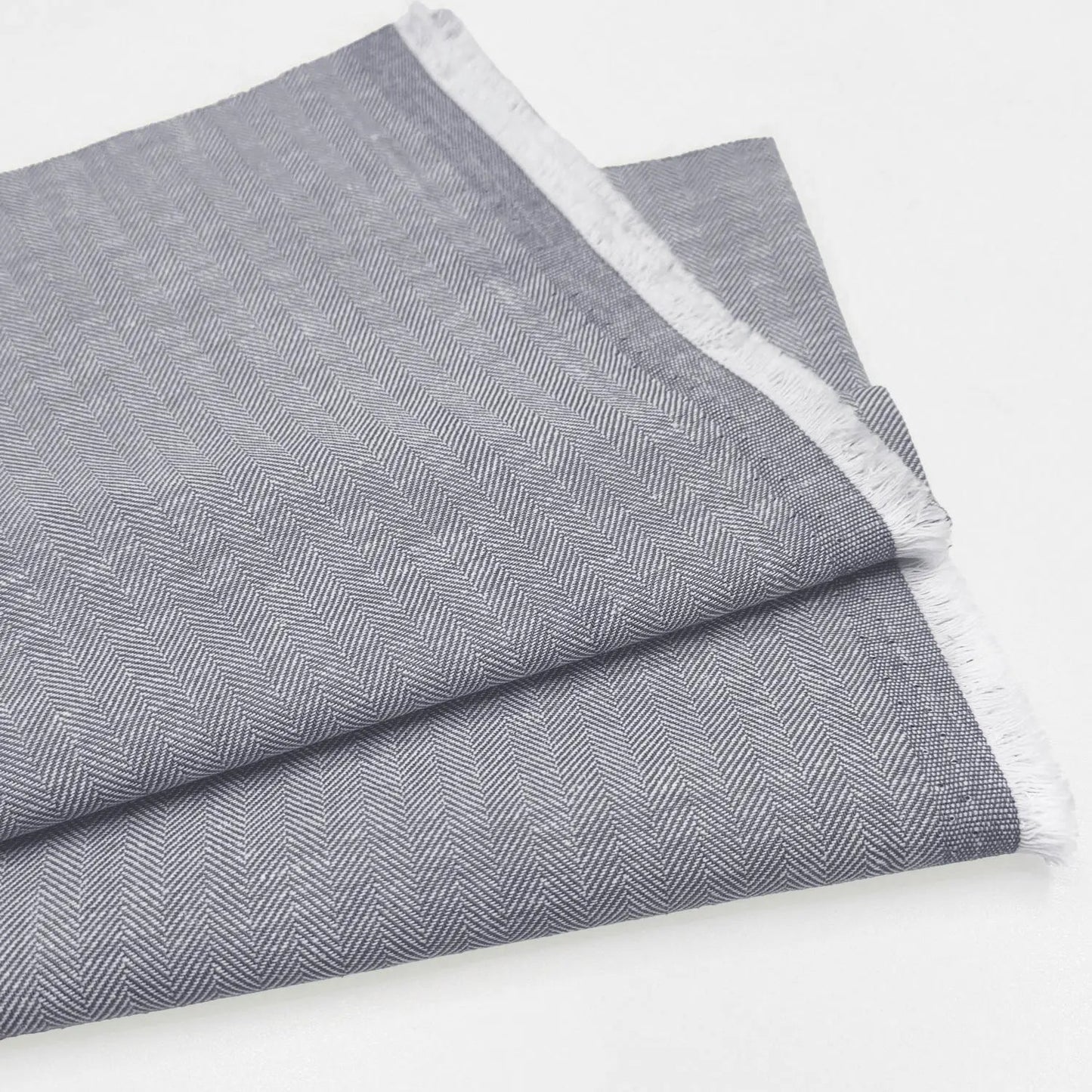 Linen Cotton Herringbone Fabric | 30% Linen 70% Cotton 185gsm 58" (147cm) Wide Dressmaking & Furnishing Fabric â€“ Sold by the Meter