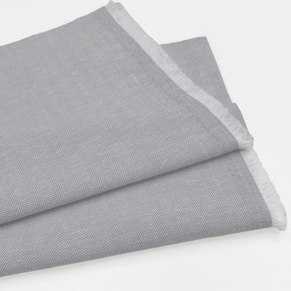 Linen Cotton Herringbone Fabric | 30% Linen 70% Cotton 185gsm 58" (147cm) Wide Dressmaking & Furnishing Fabric – Sold by the Meter