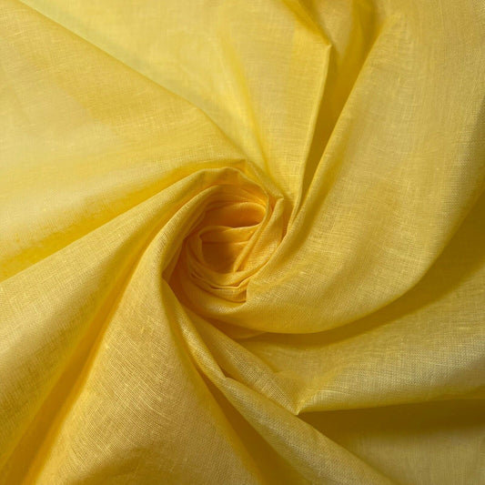 Lemon Yellow 100% Cotton Muslin Fabric Sheer Gauze Plain Weave 44” Wide Dress Lining, Crafts Costume Material By The Meter