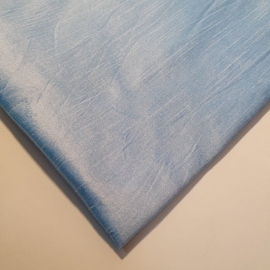 Light Blue Plain Raw Silk Faux Dupion 100% Polyester Upholstery Fabric Bridal Material 44" By Meter