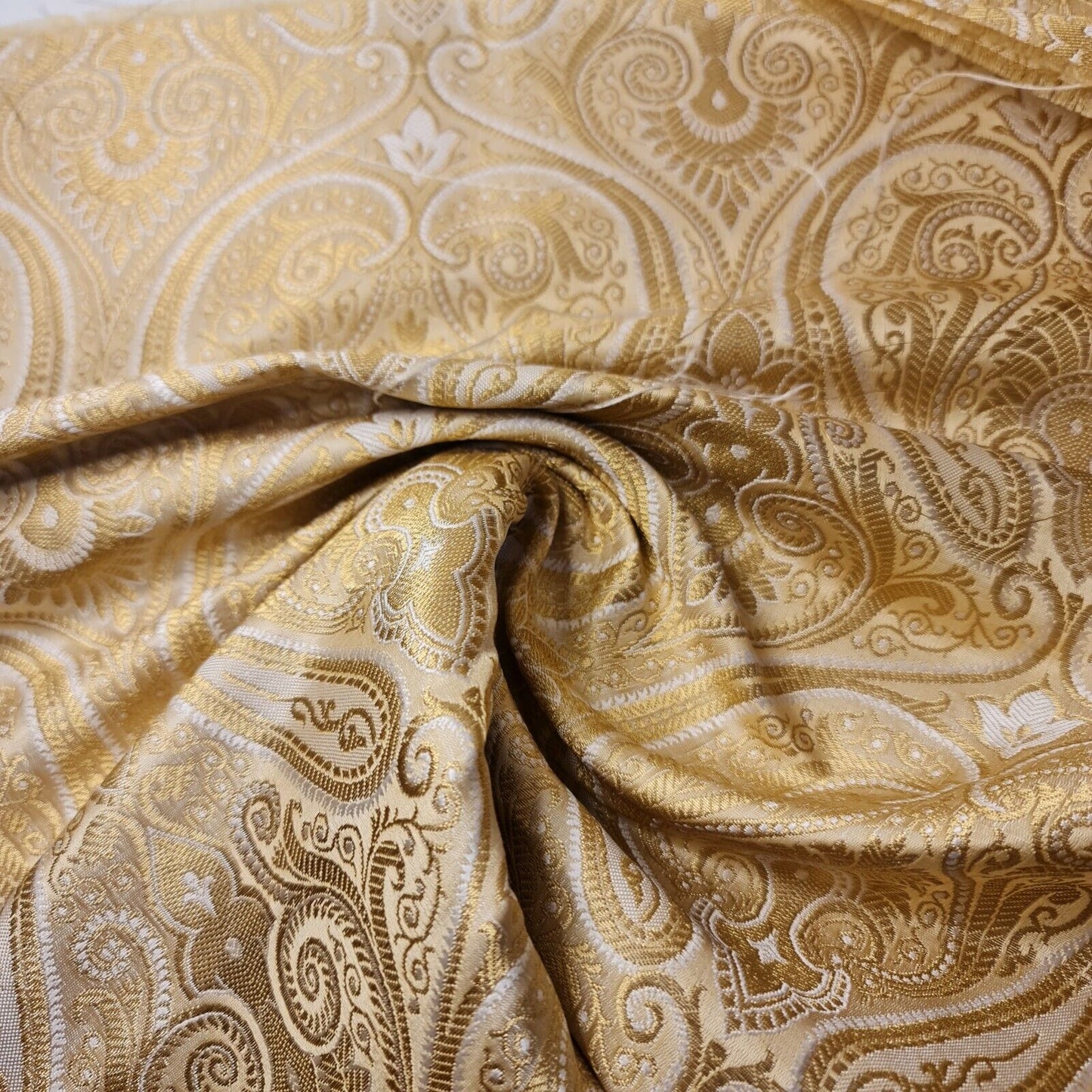 Light Gold Double Paisley Gold Metallic Banarasi Brocade Fabric | Dress, Craft & Décor Material | 44" Wide By the Meter (Copy)