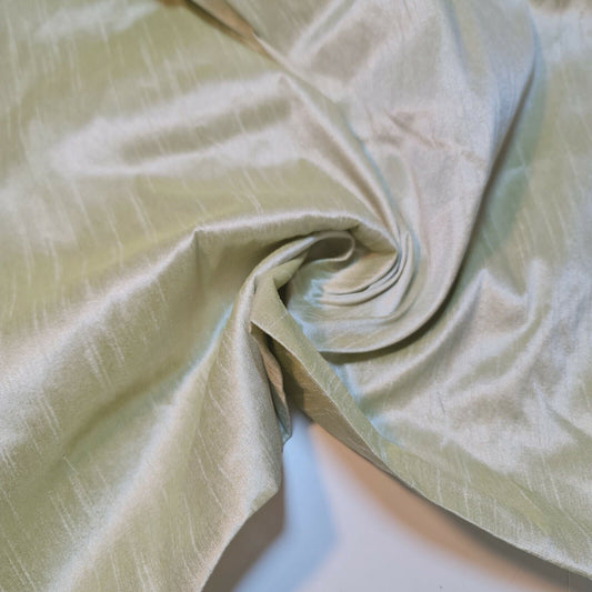 Light Olive Plain Raw Silk Faux Dupion 100% Polyester Upholstery Fabric Bridal Material 44" By Meter