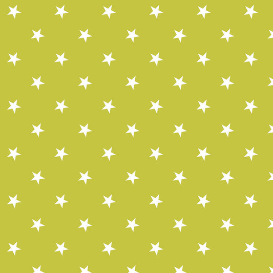 Lime Stars Dot PVC Vinyl Tablecloth Fabric – 58" Wide, Waterproof, Easy-Clean Party / Event Material By The Meter