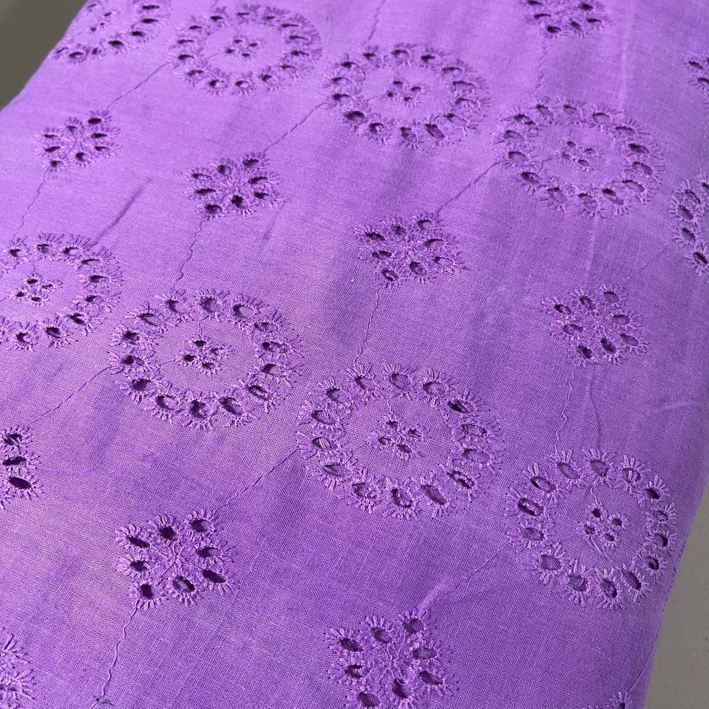 Lavender Cotton Broderie Anglaise Eyelet Fabric Dress Craft Costume Material 44" By The Meter