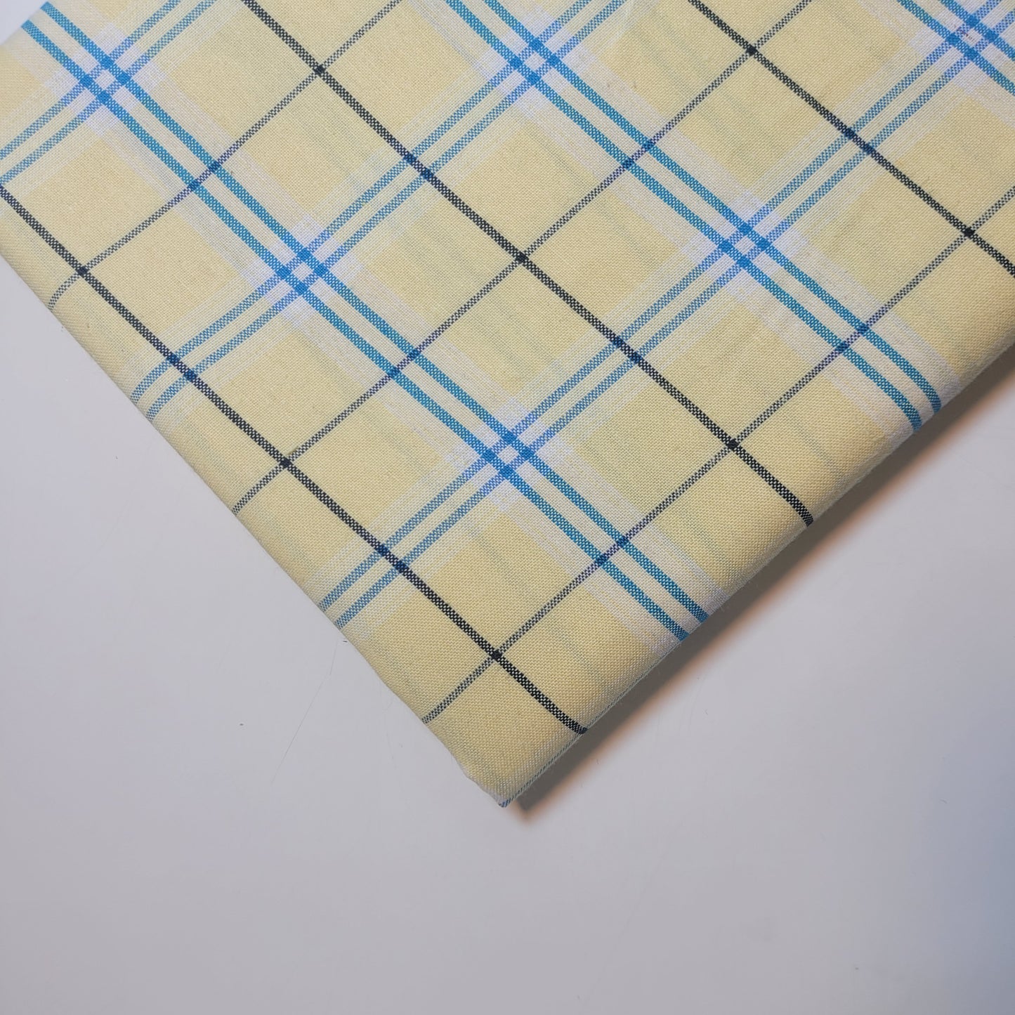 Lemon Turquoise 100% Cotton Tartan Check Plaid / Stripe Dress Fabric Craft Quilting Material 58" By The Meter