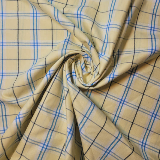 Zitronentürkis, 100 % Baumwolle, Tartan-Karomuster, kariert/gestreift, Kleiderstoff, Bastel- und Quiltmaterial, 147,3 cm, Meterware