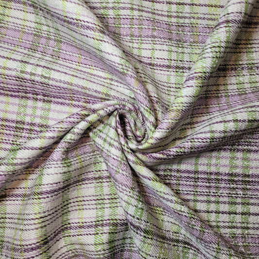 * Clearance * Geometric Stripes & Tartan Chenille Tapestry-Inspired Medium to Heavyweight Curtain & Upholstery Fabrics – 58" Wide",  Sold by the Meter (Lilac Lime Tweed)