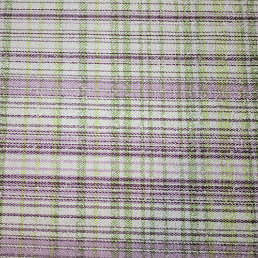 * Clearance * Geometric Stripes & Tartan Chenille Tapestry-Inspired Medium to Heavyweight Curtain & Upholstery Fabrics – 58" Wide",  Sold by the Meter (Lilac Lime Tweed)