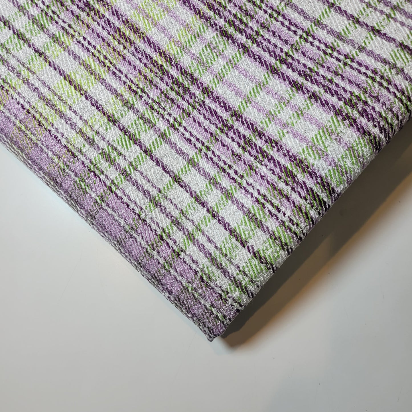 * Clearance * Geometric Stripes & Tartan Chenille Tapestry-Inspired Medium to Heavyweight Curtain & Upholstery Fabrics – 58" Wide",  Sold by the Meter (Lilac Lime Tweed)