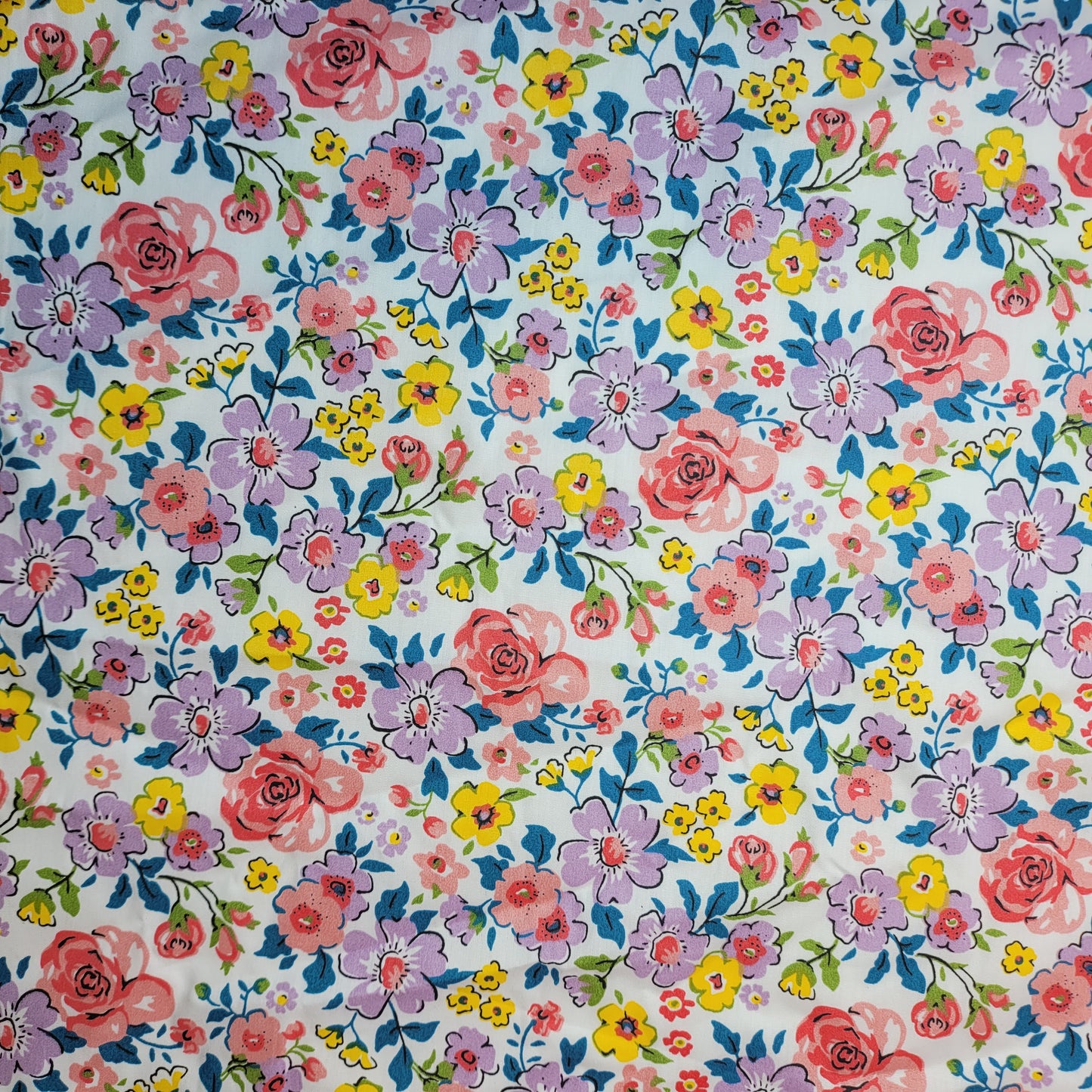 Lilac Wild Floral 100% Cotton Organic Craft Dress Quilting Fabric 44" By The Meter