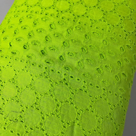 Lime Cotton Broderie Anglaise Eyelet Fabric Dress Craft Costume Material 44" By The Meter