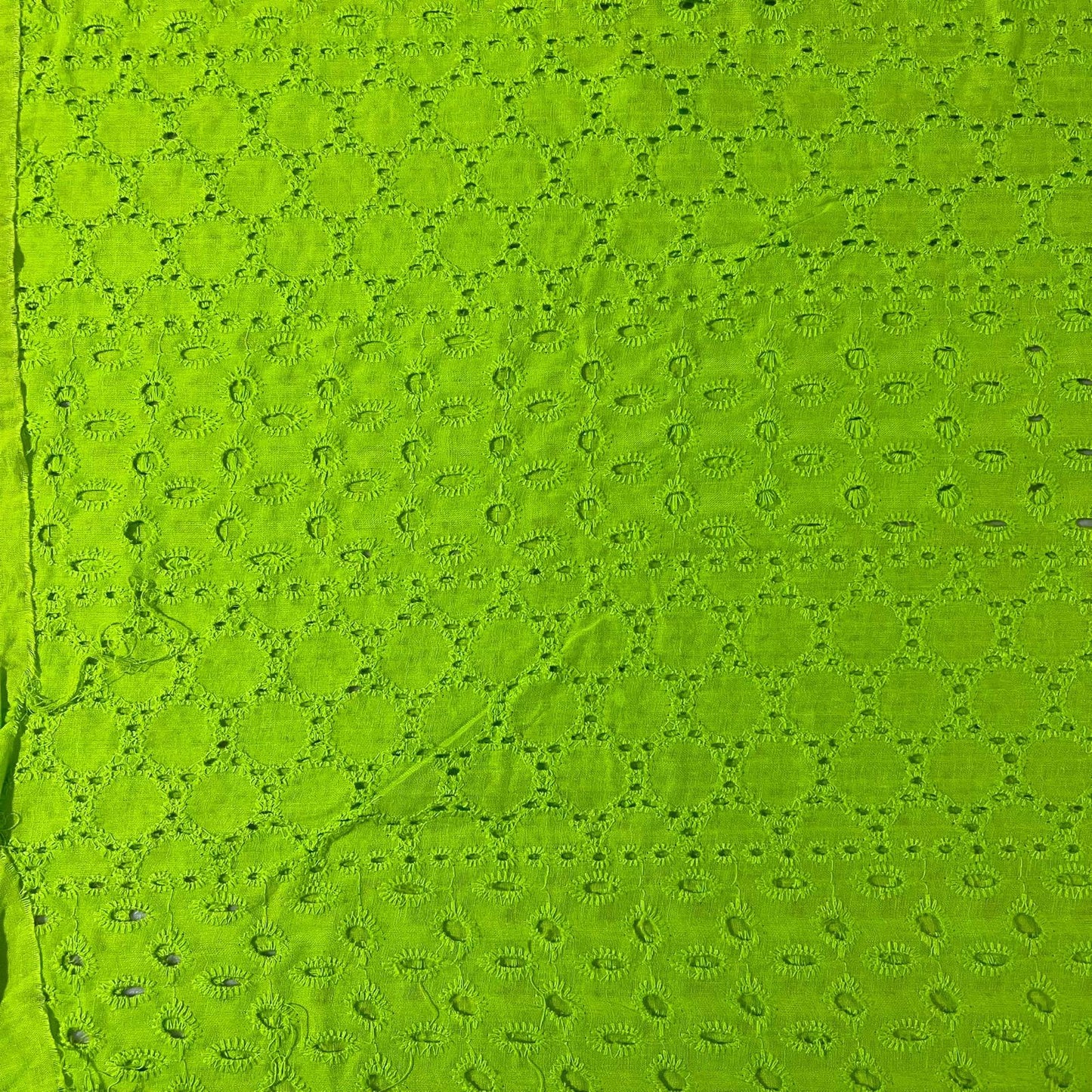 Lime Cotton Broderie Anglaise Eyelet Fabric Dress Craft Costume Material 44" By The Meter