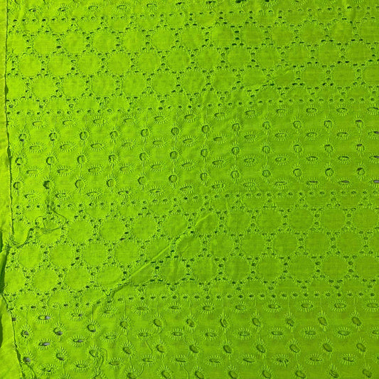 Lime Cotton Broderie Anglaise Eyelet Fabric Dress Craft Costume Material 44" By The Meter