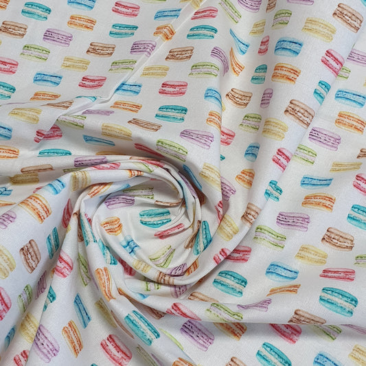Macrons 100% Cotton fabric Sweets Fruits, Treats & Macarons 44” wide perfect for Quilting, Crafts, Kidswear