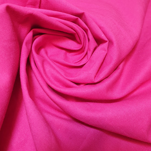 Hot Pink Plain 100% Cotton Fabric for Craft Dressmaking Lining Quilting Material By The Meter