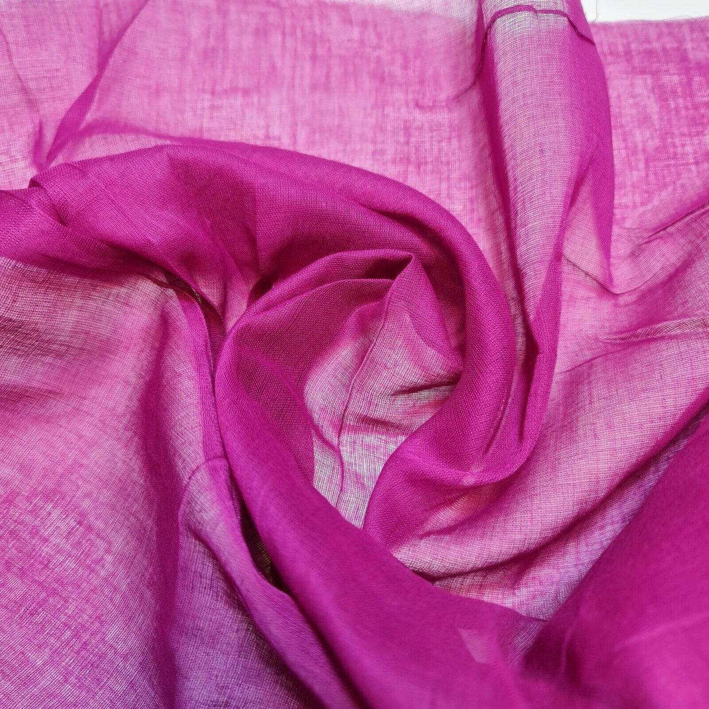 Magenta 100% Cotton Muslin Fabric Sheer Gauze Plain Weave 44” Wide Dress Lining, Crafts Costume Material By The Meter