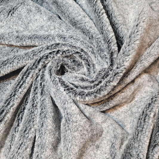 Marl Grey Faux Fur Fabric Luxury Handle Short Pile Furry Soft Cuddly Material 58"