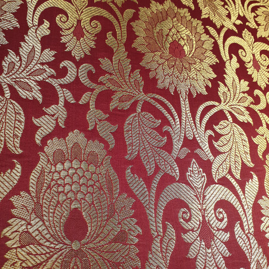 Ornamentaler Paisley Gold Metallic Druck Indischer Banarasi Brokat Stoff Meterware