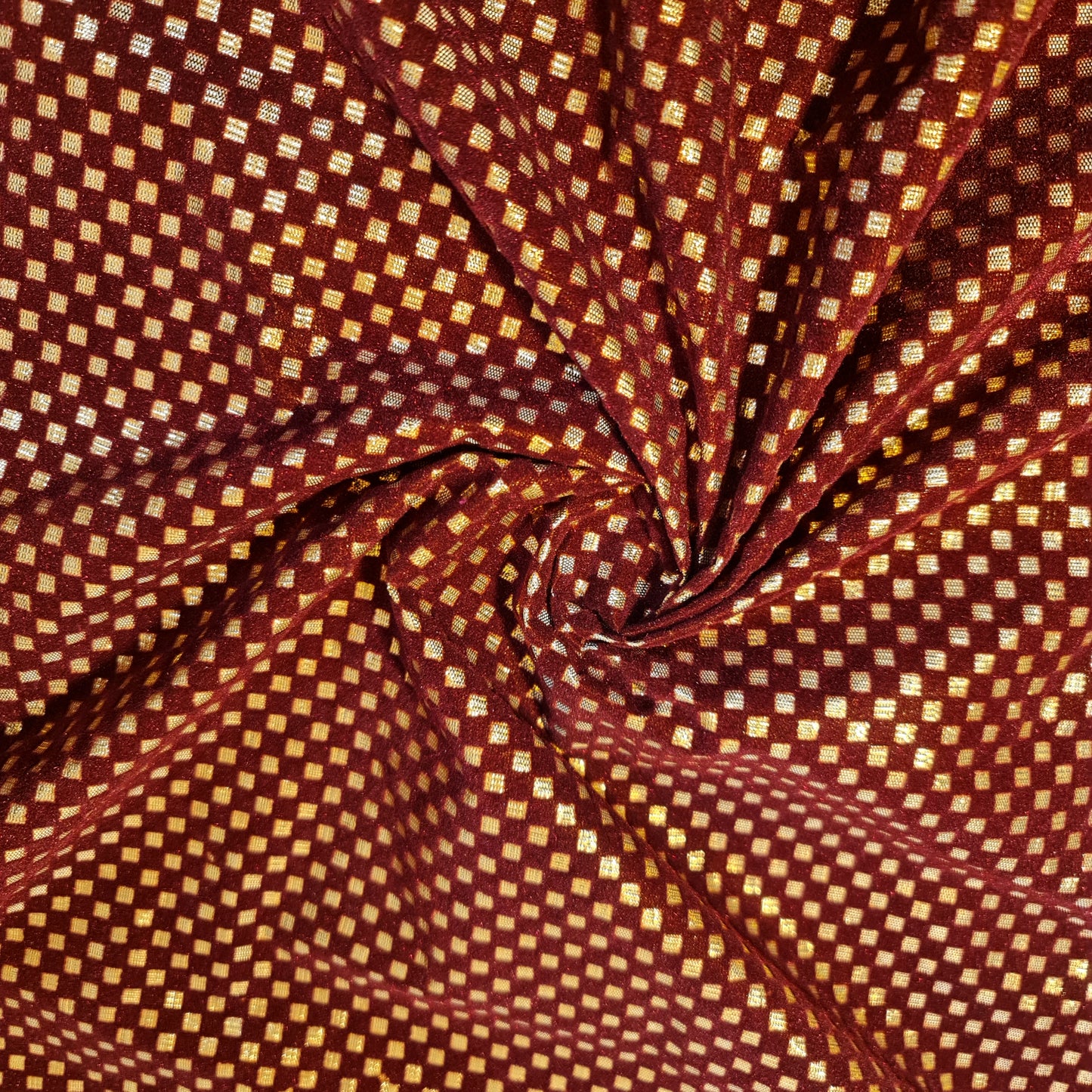 Maroon Gold Glitter Foil Lame Material Emboss Velvet Flock Check Plaid Décor Craft Dress Fabric 44" By Meter