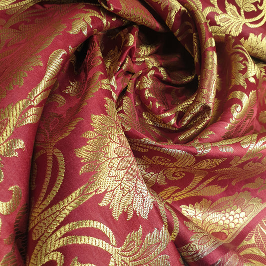 Ornamentaler Paisley Gold Metallic Druck Indischer Banarasi Brokat Stoff Meterware