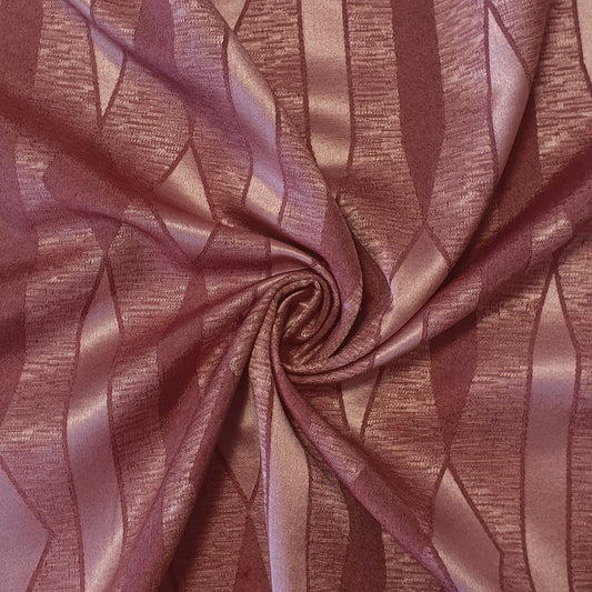 Luxurious Satin Jacquard Floral Upholstery Fabric – 58" for Curtains and Dressmaking (Mauve Geometric)