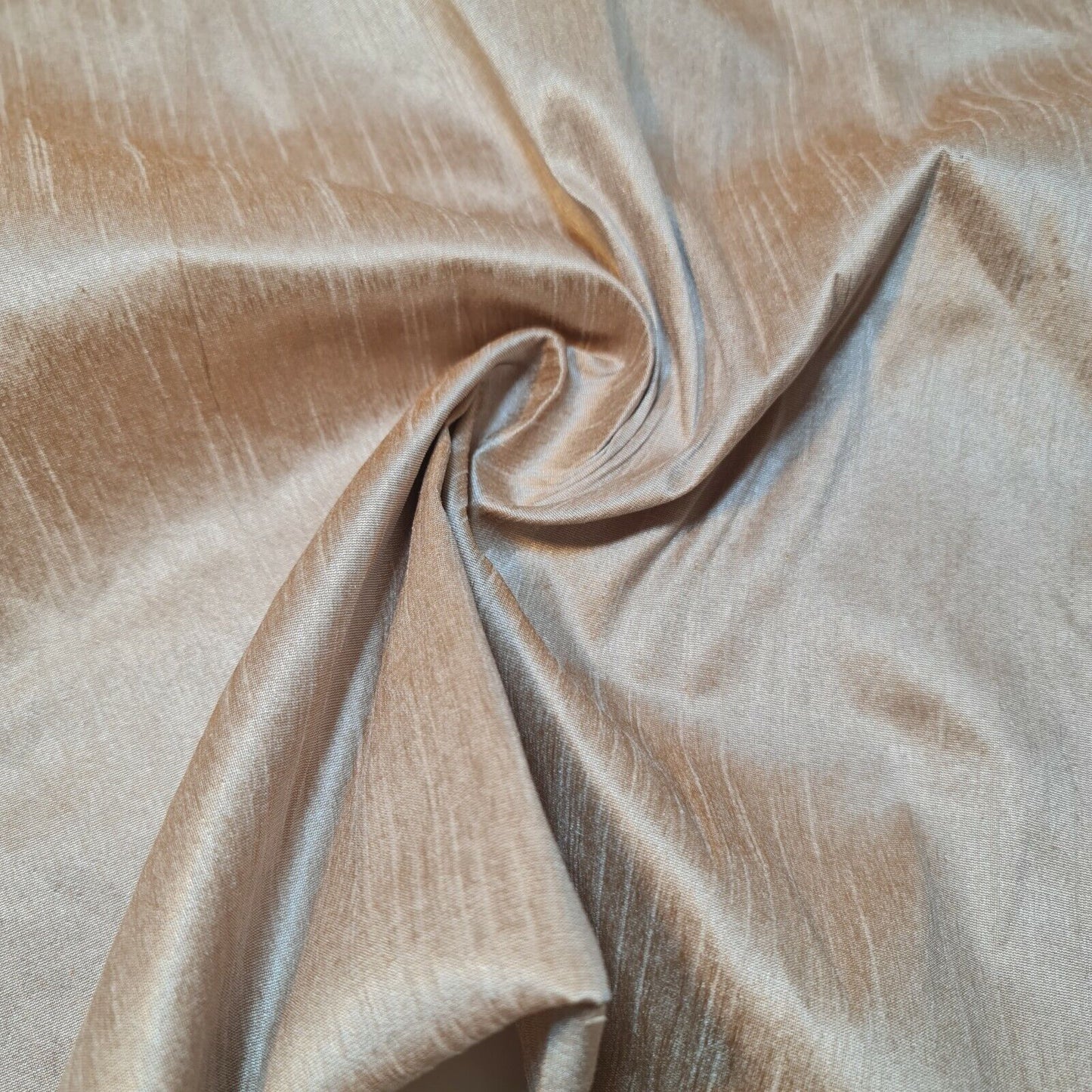 Mink Plain Raw Silk Faux Dupion 100% Polyester Upholstery Fabric Bridal Material 44" By Meter