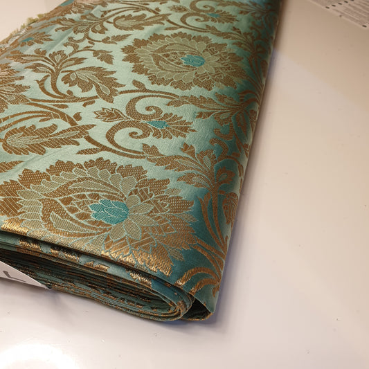 Ornamentaler Paisley Gold Metallic Druck Indischer Banarasi Brokat Stoff Meterware