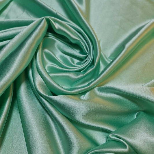 Mint Glossy Charmeuse Silky Material Bridal Dress Craft Wedding Event Decor Polyester Fabric 44" Wide ( 23 Meter Roll )