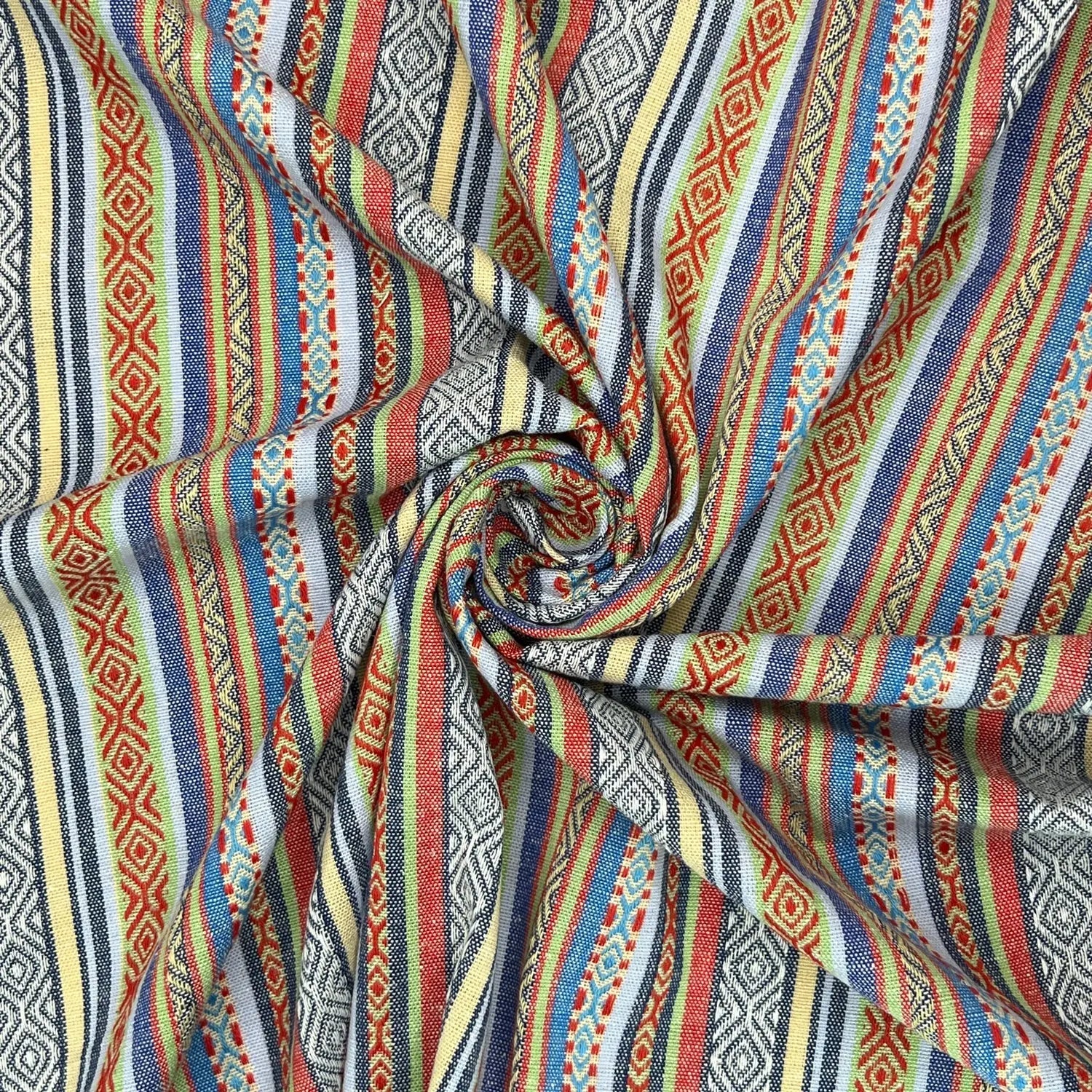 Mexicana Tapestry Stripe Fabric | Colour Woven Tapestry 142cm Wide â€“ 15M Roll