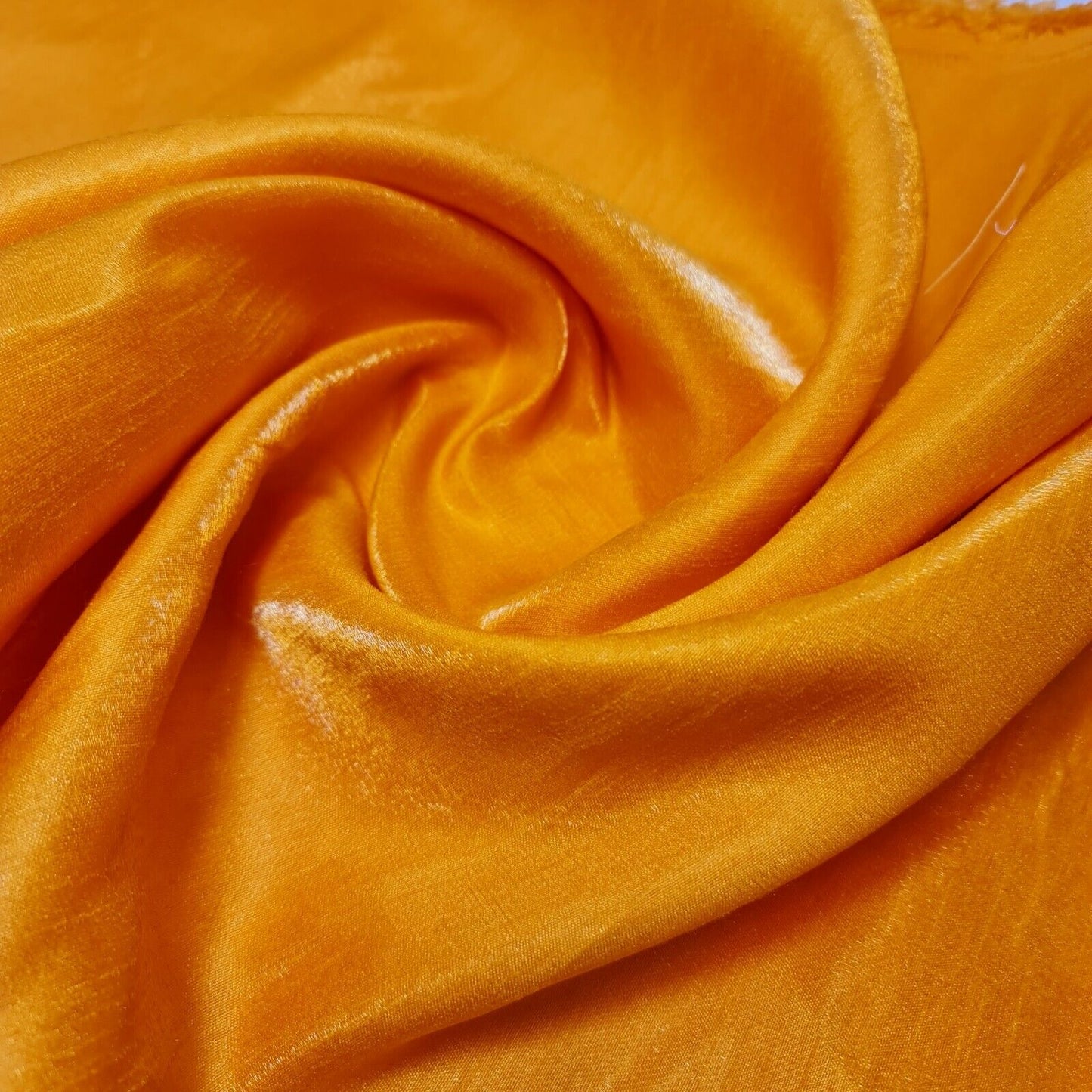 Mustard Orange Plain Poly Faux Dupion Silk Material Shiny Dress Craft Patchwork Fabric 44" (25 Meter Roll)