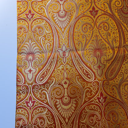 Mustard Double Paisley Gold Metallic Banarasi Brocade Fabric | Dress, Craft & Décor Material | 44" Wide By the Meter