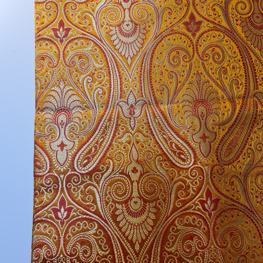 Ornamentaler Paisley Gold Metallic Druck Indischer Banarasi Brokat Stoff Meterware