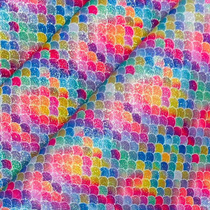 Rainbow & Mermaid Glitter PU Backed Fabric | Sparkle Leatherette 55" (140cm) Wide – Sold by the Meter