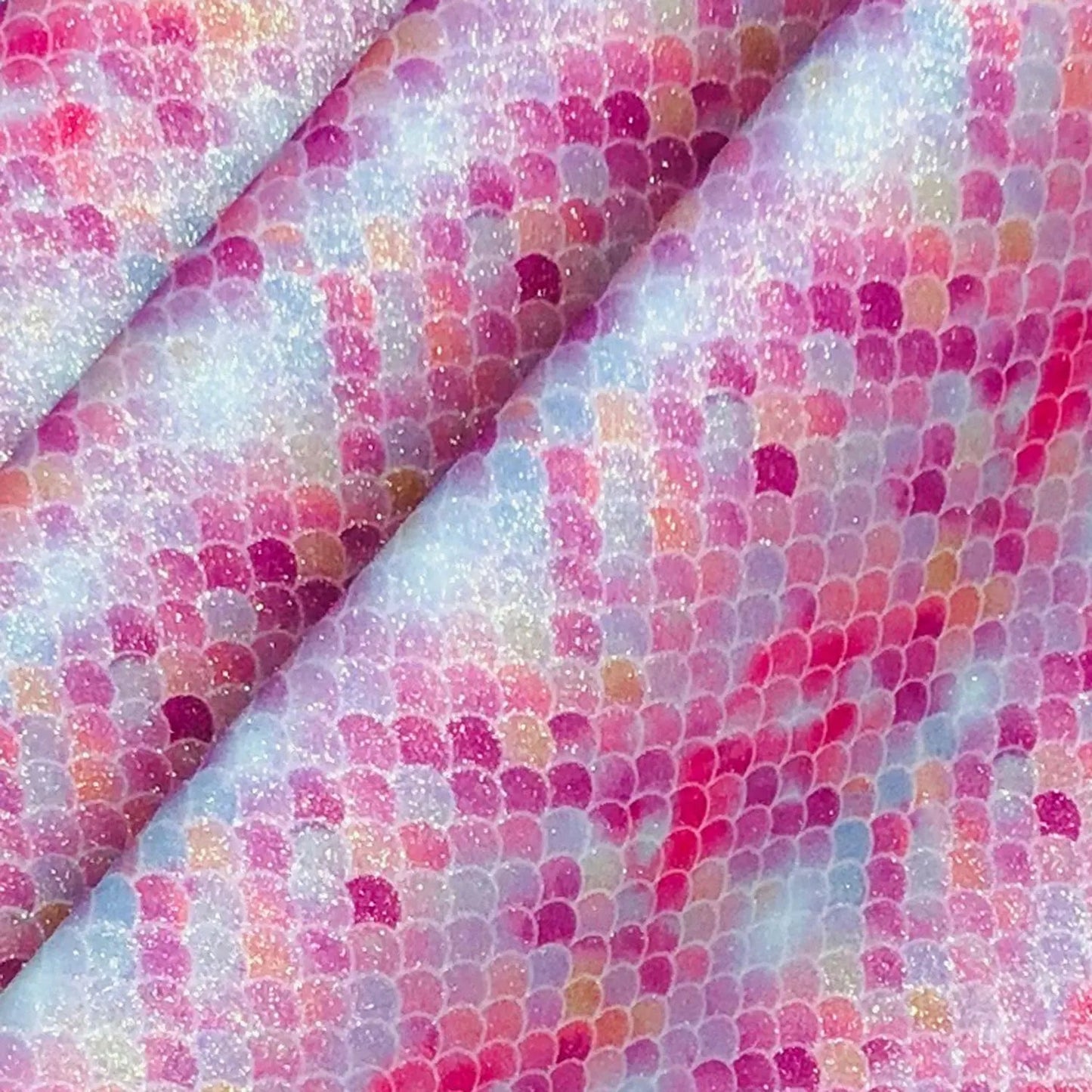 Rainbow & Mermaid Glitter PU Backed Fabric | Sparkle Leatherette 55" (140cm) Wide â€“ Sold by the Meter