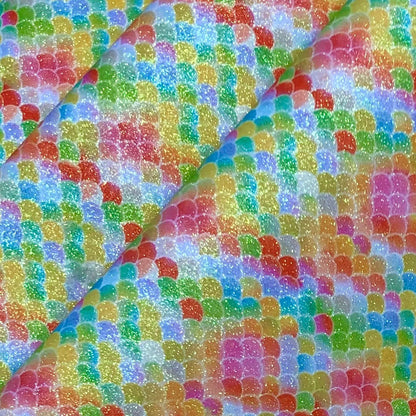 Rainbow & Mermaid Glitter PU Backed Fabric | Sparkle Leatherette 55" (140cm) Wide â€“ Sold by the Meter