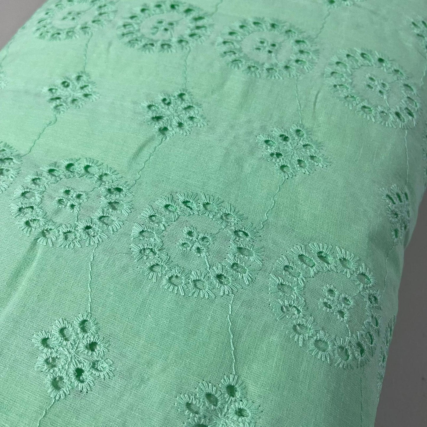 Mint Cotton Broderie Anglaise Eyelet Fabric Dress Craft Costume Material 44" By The Meter