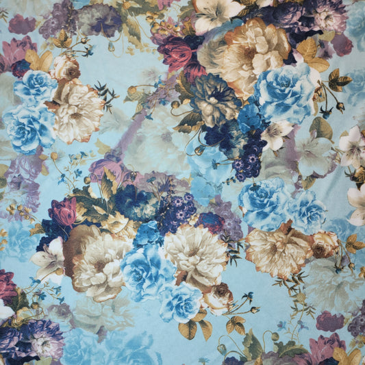 Mint Floral Jersey Dress Craft Costume Material 58" By The Meter