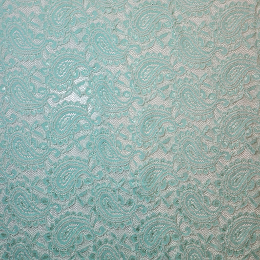 Mint Paisley Floral Braut Spitze Stoff Polyester Mesh Elasthan Mischung Kleid Material 58" Meterware