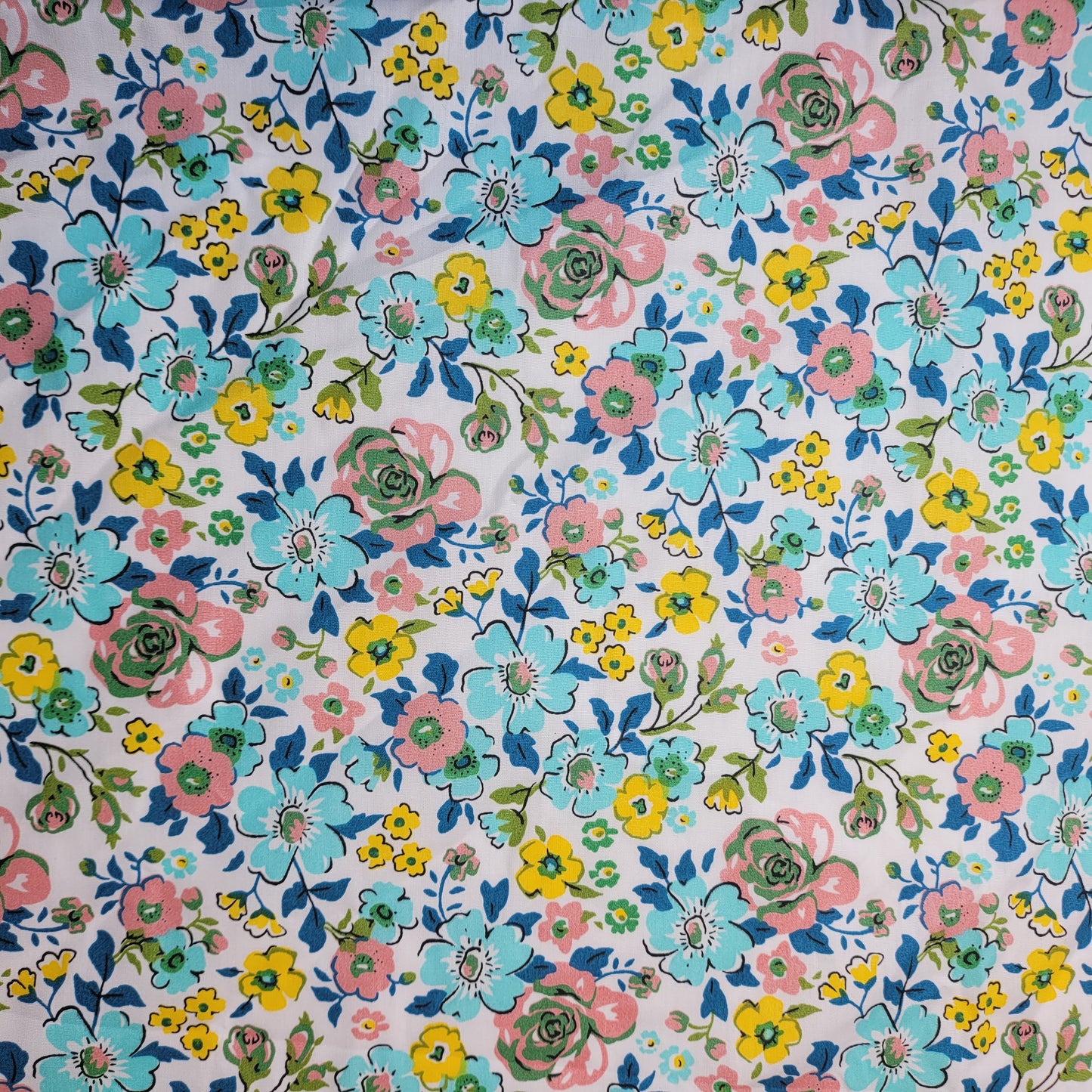 Mint Wild Floral 100% Cotton Organic Craft Dress Quilting Fabric 44" By The Meter