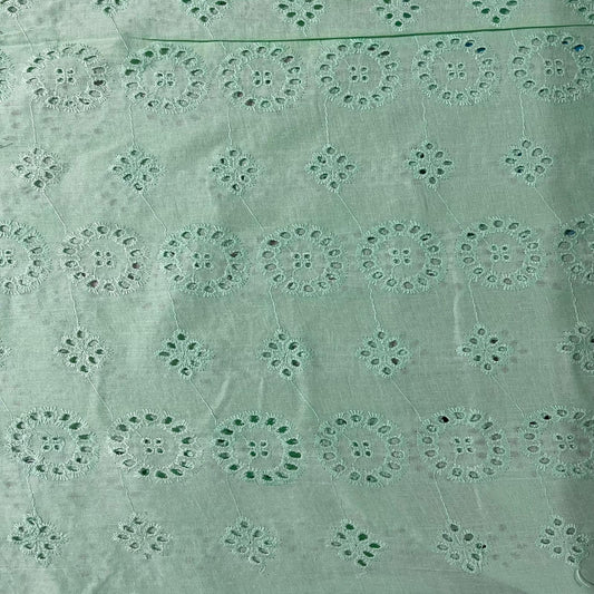 Mint Cotton Broderie Anglaise Eyelet Fabric Dress Craft Costume Material 44" By The Meter