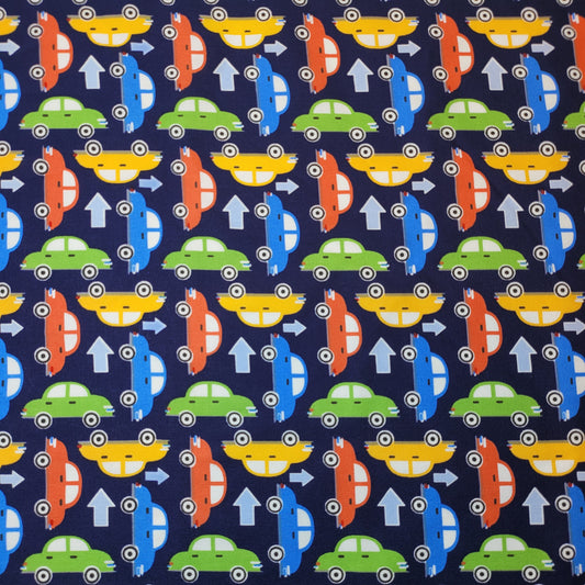 Multi Cars Soft 100% Cotton Floral Fabric for Kids’ Sewing and Quilting – 44" Wide, Perfect for Dresses and Crafts