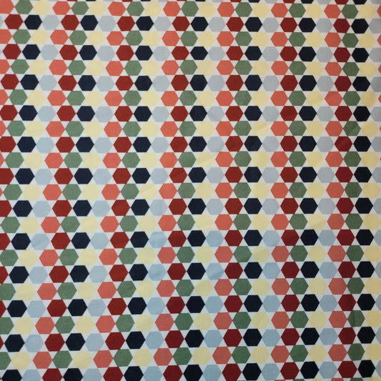 Multi Hexagons #1 Soft 100% Cotton Floral Fabric for Kids’ Sewing and Quilting – 44" Wide, Perfect for Dresses and Crafts