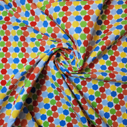 Multi Hexagons #2 Soft 100% Cotton Floral Fabric for Kids’ Sewing and Quilting – 44" Wide, Perfect for Dresses and Crafts