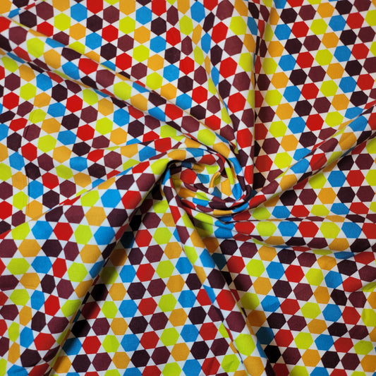 Multi Hexagons #3 Soft 100% Cotton Floral Fabric for Kids’ Sewing and Quilting – 44" Wide, Perfect for Dresses and Crafts